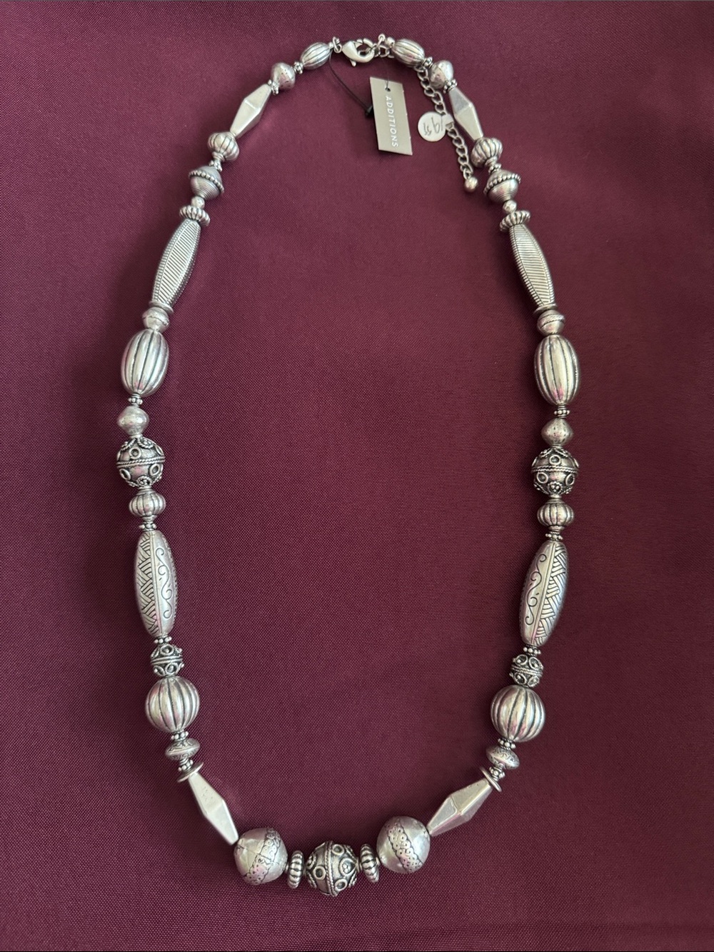 Chico’s Additions Silver Tone Beaded Necklace - NWT